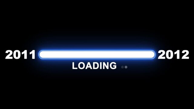 New year 2012 loading bar animation Year changing from 2011 to 2012. Loading bar from 2011 to 2012 new year transfer animation. Advance happy new year, annual plan, growth strategy, business planning.