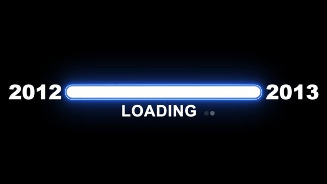 New year 2013 loading bar animation Year changing from 2012 to 2013. Loading bar from 2012 to 2013 new year transfer animation. Advance happy new year, annual plan, growth strategy, business planning.