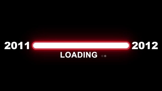 New year 2012 loading bar animation Year changing from 2011 to 2012. Loading bar from 2011 to 2012 new year transfer animation. Advance happy new year, annual plan, growth strategy, business planning.