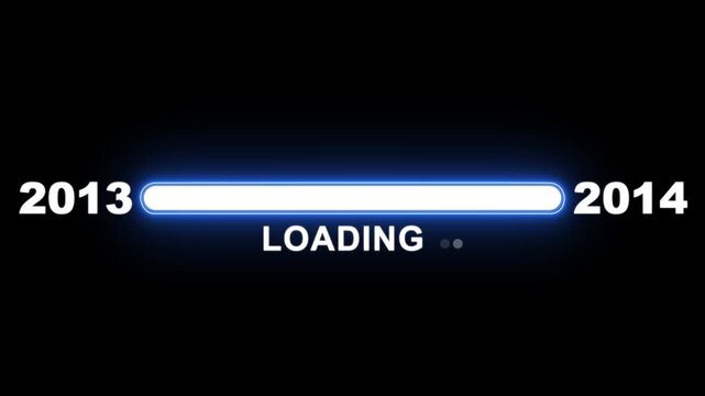 New year 2014 loading bar animation Year changing from 2013 to 2014. Loading bar from 2013 to 2014 new year transfer animation. Advance happy new year, annual plan, growth strategy, business planning.