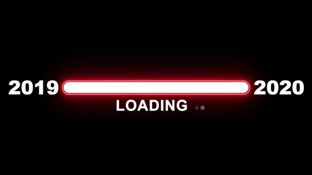 New year 2020 loading bar animation Year changing from 2019 to 2020. Loading bar from 2019 to 2020 new year transfer animation. Advance happy new year, annual plan, growth strategy, business planning.