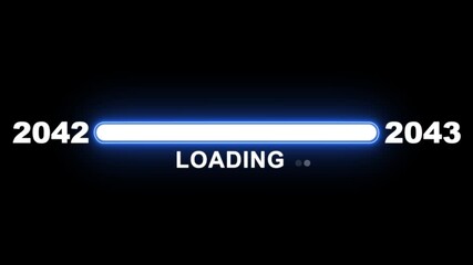New year 2043 loading bar animation Year changing from 2042 to 2043. Loading bar from 2042 to 2043 new year transfer animation. Advance happy new year, annual plan, growth strategy, business planning.
