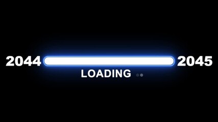 New year 2045 loading bar animation Year changing from 2044 to 2045. Loading bar from 2044 to 2045 new year transfer animation. Advance happy new year, annual plan, growth strategy, business planning.