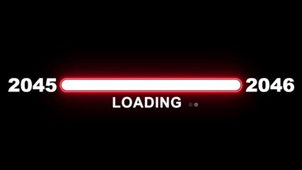 New year 2046 loading bar animation Year changing from 2045 to 2046. Loading bar from 2045 to 2046 new year transfer animation. Advance happy new year, annual plan, growth strategy, business planning.