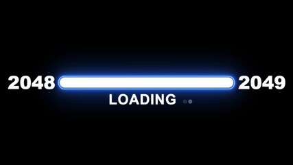 New year 2049 loading bar animation Year changing from 2048 to 2049. Loading bar from 2048 to 2049 new year transfer animation. Advance happy new year, annual plan, growth strategy, business planning.