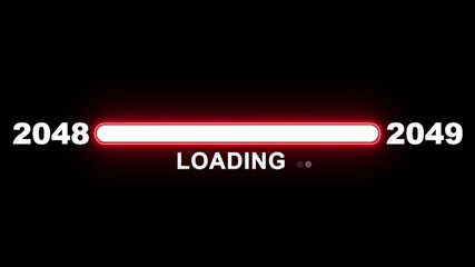 New year 2049 loading bar animation Year changing from 2048 to 2049. Loading bar from 2048 to 2049 new year transfer animation. Advance happy new year, annual plan, growth strategy, business planning.