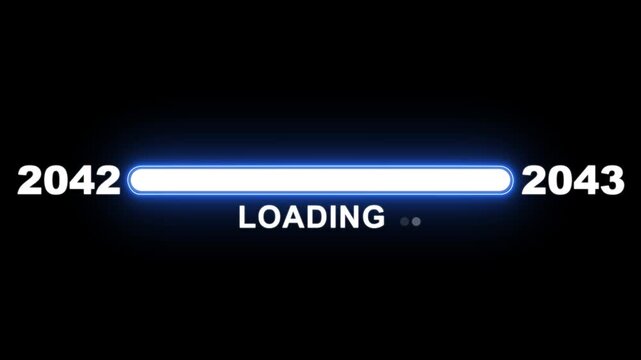 New year 2043 loading bar animation Year changing from 2042 to 2043. Loading bar from 2042 to 2043 new year transfer animation. Advance happy new year, annual plan, growth strategy, business planning.