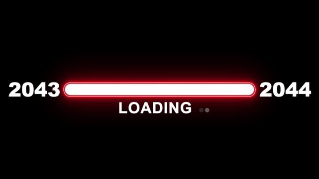 New year 2044 loading bar animation Year changing from 2043 to 2044. Loading bar from 2043 to 2044 new year transfer animation. Advance happy new year, annual plan, growth strategy, business planning.