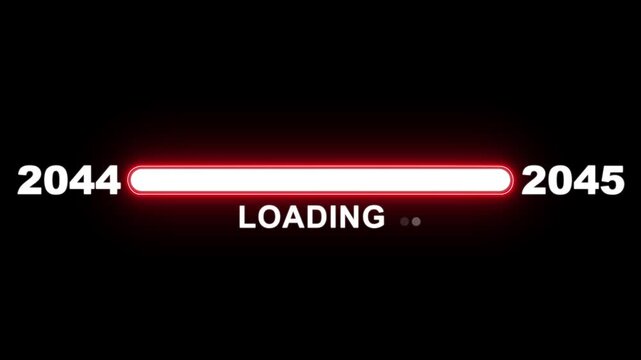 New year 2045 loading bar animation Year changing from 2044 to 2045. Loading bar from 2044 to 2045 new year transfer animation. Advance happy new year, annual plan, growth strategy, business planning.