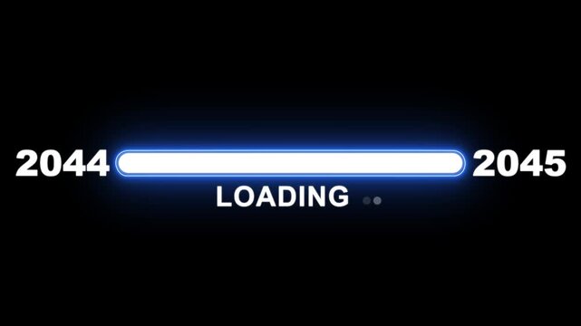 New year 2045 loading bar animation Year changing from 2044 to 2045. Loading bar from 2044 to 2045 new year transfer animation. Advance happy new year, annual plan, growth strategy, business planning.