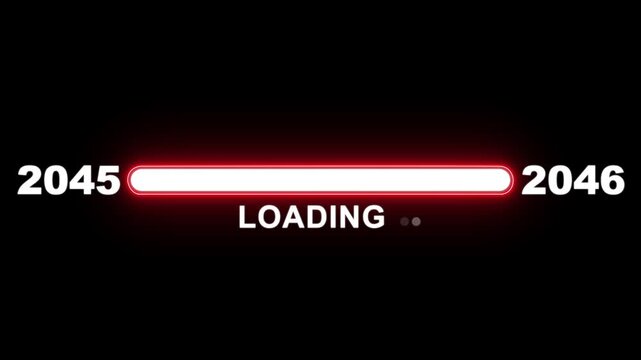 New year 2046 loading bar animation Year changing from 2045 to 2046. Loading bar from 2045 to 2046 new year transfer animation. Advance happy new year, annual plan, growth strategy, business planning.