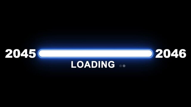 New year 2046 loading bar animation Year changing from 2045 to 2046. Loading bar from 2045 to 2046 new year transfer animation. Advance happy new year, annual plan, growth strategy, business planning.