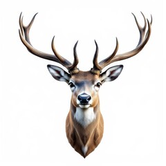 Naklejka premium Reindeer with Majestic Antlers Isolated on White Background