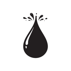 Black and white droplet splash silhouette abstract ink blots and streaks vector illustration isolated on white background