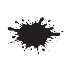 Black ink splatter stain abstract blot and streaks black and white vector on white background