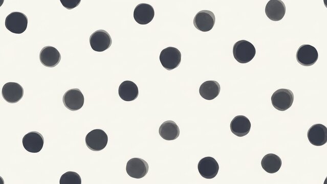 Hand Painted Large Black Watercolor Polka Dot Pattern on Off White Background for Modern Design