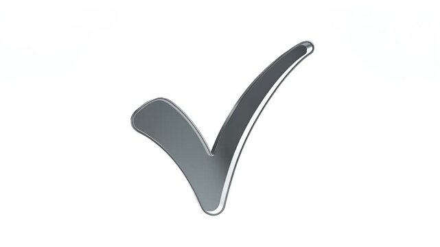 Glossy dark gray checkmark on a white background