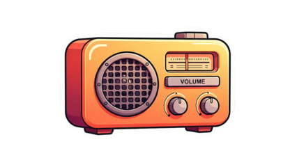Vintage orange radio with volume control