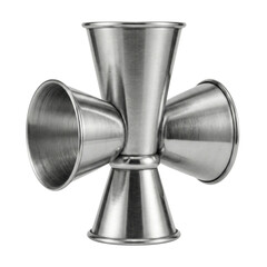 Stainless steel cross cocktail jigger tool on transparent background