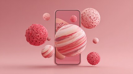 Mobile Technology and Content: Representing apps, data flow, social media, or a wealth of information accessible on a smartphone.