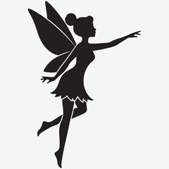Black Fairy Silhouette Vector: High-Quality Art for Mystical Designs  Silhouette Illustration of a Cute Little Fairy