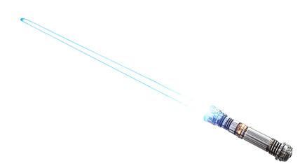 futuristic glowing energy sword with metallic hilt sci fi weapon isolated on white background