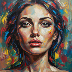 Vibrant Oil Portrait of Woman