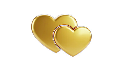 Golden Hearts Overlapping on White Background