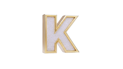 Golden Letter K on White Background