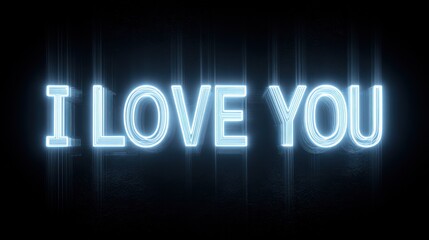 Neon i love you text glowing against black background romance concept