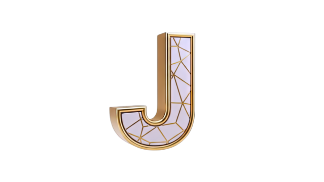 Golden Letter J with Geometric Design on White - Powered by Adobe