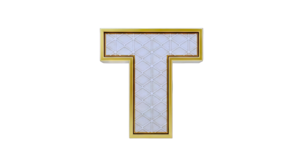 Golden Letter T on White Background
