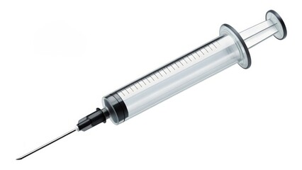 Syringes with clear barrel and black plunger isolated on white background