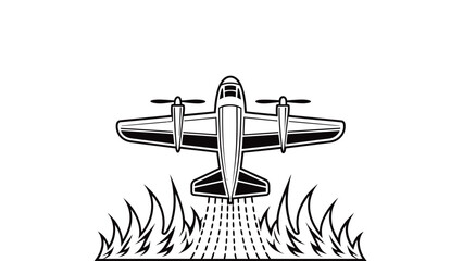 Vintage airplane dropping fire retardant on wildfire