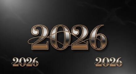 Elegant golden year 2026 numerals on a dark marbled background, signifying future planning and celebration.
