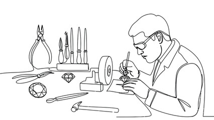 Jeweler meticulously crafting diamond with precision tools