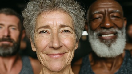Celebrating diversity and strength in aging portrait of seniors smiling studio setting group photo positive vibes