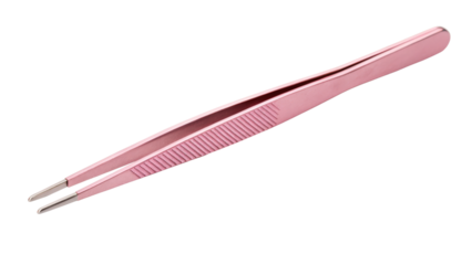 Precision Rose Gold Tweezers with Serrated Grip and Polished Tips isolated on white background