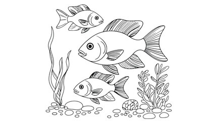 Three fish swimming together in underwater scene