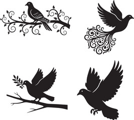Dove silhouette illustration on white background