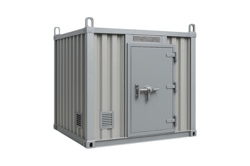 Heavy Duty Industrial Security Shelter with Reinforced Metal Door Isolated on a Transparent Background