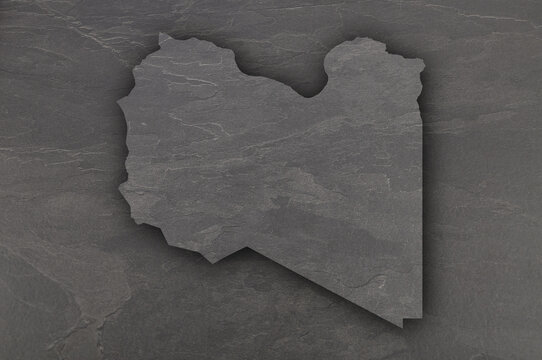 Karte von Libyen auf dunklem Schiefer