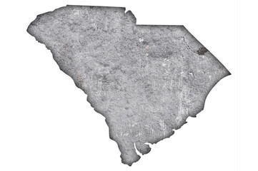 Karte von South Carolina auf verwittertem Beton