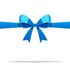 Horizontal blue ribbon bow vector isolated illustration