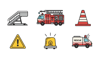 Emergency and Cautionary Icon Set Safety and Response Elements