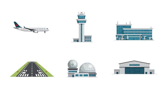 Airport and Plane Transportation Hub Illustration
