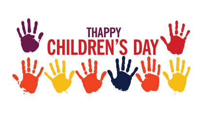 Fototapeta premium Vibrant Children's Day celebration with colorful handprints