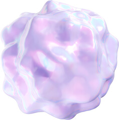 3d holographic pastel purple iridescent organic shape, modern futuristic abstract nature form isolated clipart. Render of geometric illustration