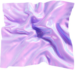 3d holographic pastel purple iridescent cloth shape, modern futuristic abstract form isolated clipart. Render of geometric illustration