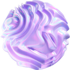 3d holographic pastel purple iridescent organic shape, modern futuristic abstract nature form isolated clipart. Render of geometric illustration